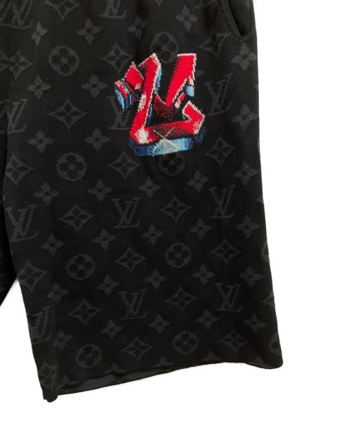 LOUIS VUITTON（ルイ ヴィトン）LOUIS VUITTON (ルイ ヴィトン) ロゴコットンニットハーフパンツ ブラック×グレー サイズ:Lの古着・服飾アイテム