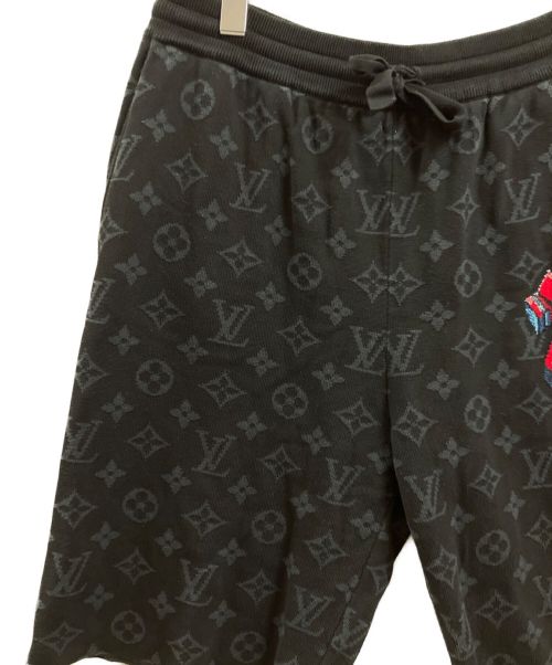 LOUIS VUITTON（ルイ ヴィトン）LOUIS VUITTON (ルイ ヴィトン) ロゴコットンニットハーフパンツ ブラック×グレー サイズ:Lの古着・服飾アイテム