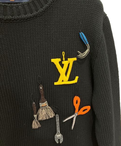 LOUIS VUITTON（ルイ ヴィトン）LOUIS VUITTON (ルイ ヴィトン) ビーズ装飾ウールニット ブラック サイズ:Mの古着・服飾アイテム