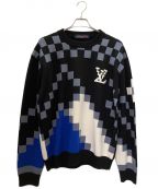 LOUIS VUITTONルイ ヴィトン）の古着「パネルウールニット」｜ブラック×ホワイト×ブルー