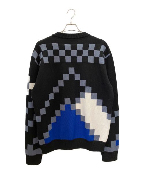 LOUIS VUITTON（ルイ ヴィトン）LOUIS VUITTON (ルイ ヴィトン) パネルウールニット ブラック×ホワイト×ブルー サイズ:Mの古着・服飾アイテム