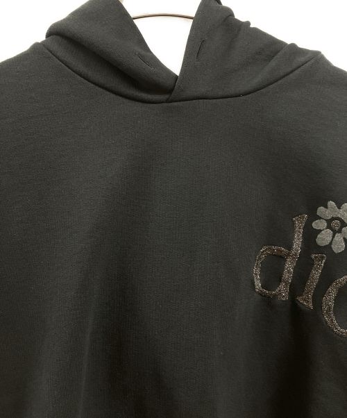 Christian Dior（クリスチャン ディオール）Christian Dior (クリスチャン ディオール) フラワーロゴ刺繍スウェットパーカー ブラック サイズ:34の古着・服飾アイテム