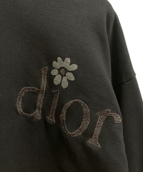 Christian Dior（クリスチャン ディオール）Christian Dior (クリスチャン ディオール) フラワーロゴ刺繍スウェットパーカー ブラック サイズ:34の古着・服飾アイテム
