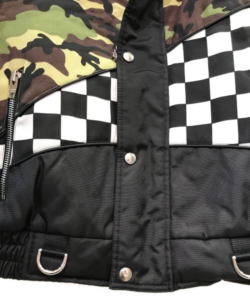 CELINE（セリーヌ）CELINE (セリーヌ) ルーズチェッカーボードボンバーブルゾン ブラック×カーキ サイズ:46の古着・服飾アイテム