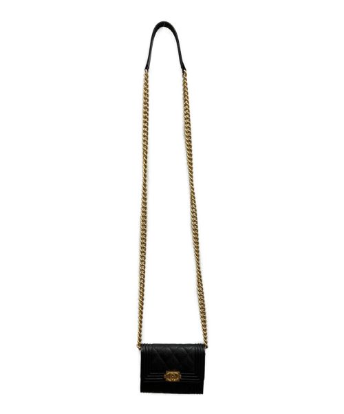 CHANEL（シャネル）CHANEL (シャネル) チェーンショルダーウォレット ブラック×ゴールドの古着・服飾アイテム