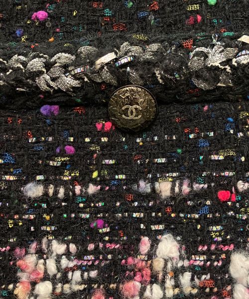 CHANEL（シャネル）CHANEL (シャネル) ノーカラーツイードコート ブラック サイズ:38の古着・服飾アイテム