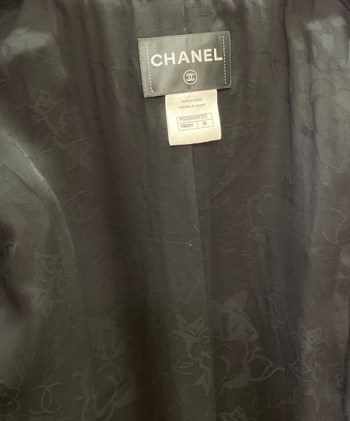 CHANEL（シャネル）CHANEL (シャネル) ノーカラーツイードコート ブラック サイズ:38の古着・服飾アイテム
