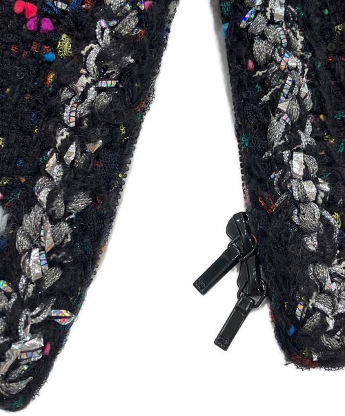 CHANEL（シャネル）CHANEL (シャネル) ノーカラーツイードコート ブラック サイズ:38の古着・服飾アイテム