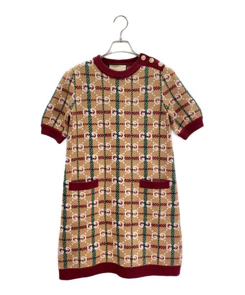 GUCCI（グッチ）GUCCI (グッチ) GG柄ニットワンピース ブラウン サイズ:XSの古着・服飾アイテム