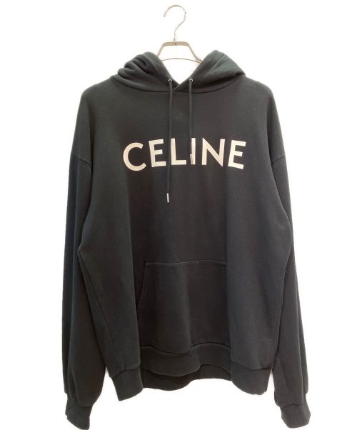 CELINE（セリーヌ）CELINE (セリーヌ) ロゴフーディー ブラック サイズ:Lの古着・服飾アイテム