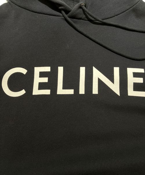 CELINE（セリーヌ）CELINE (セリーヌ) ロゴフーディー ブラック サイズ:Lの古着・服飾アイテム