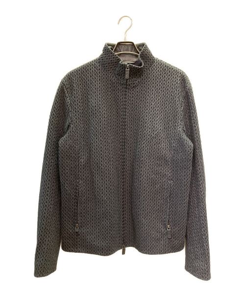 GIORGIO ARMANI（ジョルジオアルマーニ）GIORGIO ARMANI (ジョルジョアルマーニ) 編込みレザージャケット グレー サイズ:52の古着・服飾アイテム