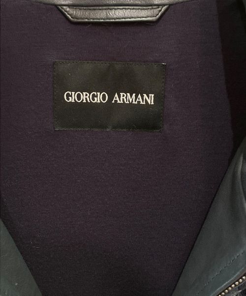GIORGIO ARMANI（ジョルジオアルマーニ）GIORGIO ARMANI (ジョルジョアルマーニ) 編込みレザージャケット グレー サイズ:52の古着・服飾アイテム