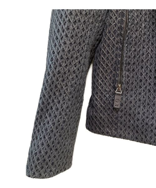 GIORGIO ARMANI（ジョルジオアルマーニ）GIORGIO ARMANI (ジョルジョアルマーニ) 編込みレザージャケット グレー サイズ:52の古着・服飾アイテム