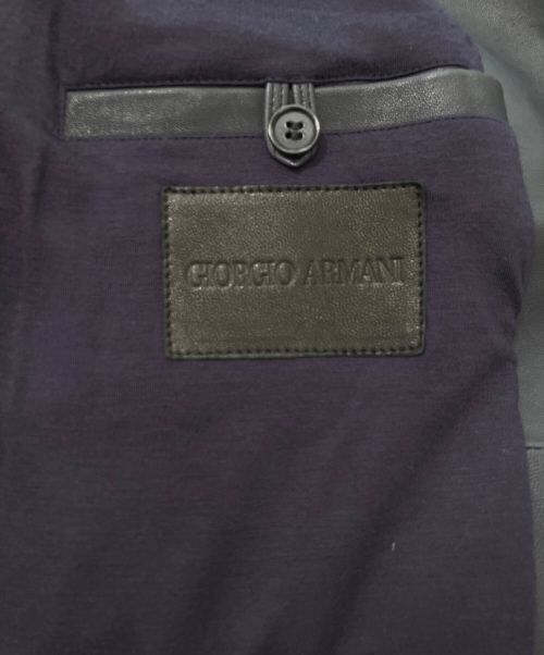 GIORGIO ARMANI（ジョルジオアルマーニ）GIORGIO ARMANI (ジョルジョアルマーニ) 編込みレザージャケット グレー サイズ:52の古着・服飾アイテム