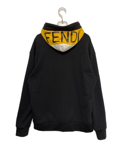FENDI（フェンディ）FENDI (フェンディ) 止水ジップロゴフーディー ブラック サイズ:Lの古着・服飾アイテム