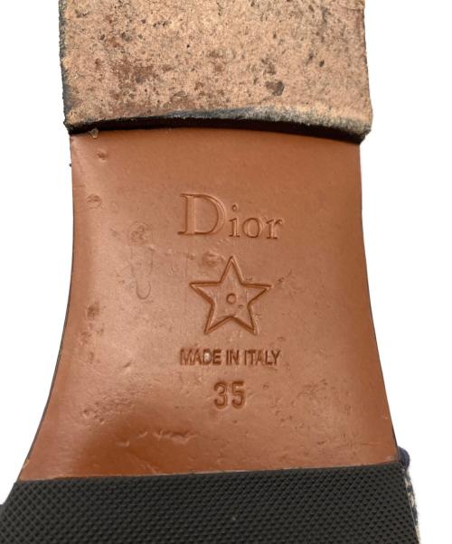 Christian Dior（クリスチャン ディオール）Christian Dior (クリスチャン ディオール) エンブロイダリーコットンミュール ネイビー サイズ:35の古着・服飾アイテム