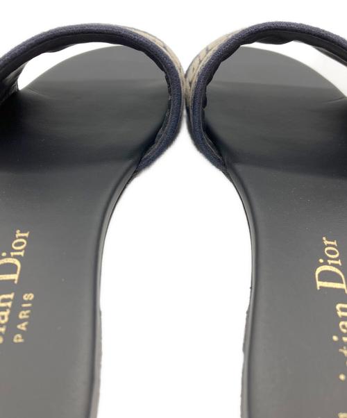 Christian Dior（クリスチャン ディオール）Christian Dior (クリスチャン ディオール) エンブロイダリーコットンミュール ネイビー サイズ:35の古着・服飾アイテム