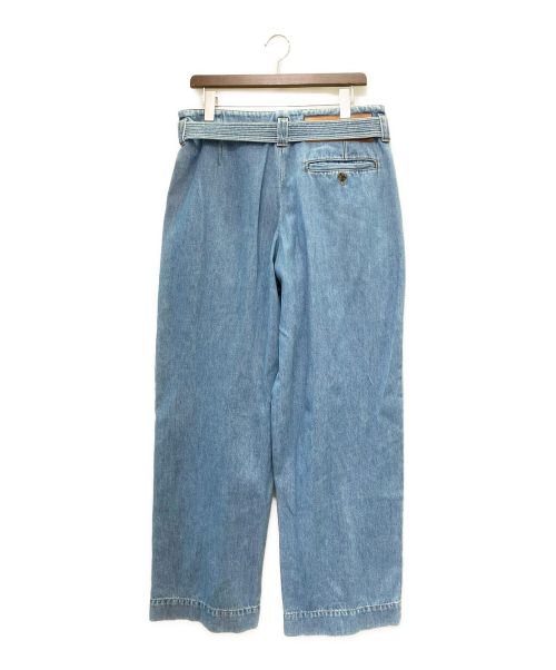 LOEWE（ロエベ）LOEWE (ロエベ) ベルトワイドデニムパンツ スカイブルー サイズ:50の古着・服飾アイテム