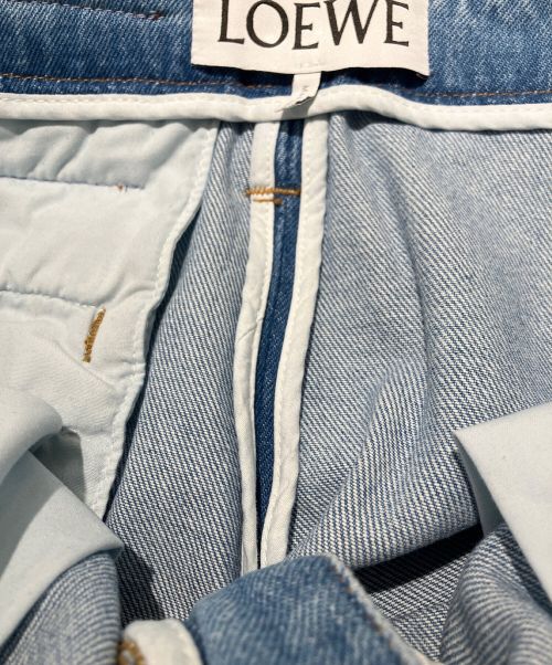 LOEWE（ロエベ）LOEWE (ロエベ) ベルトワイドデニムパンツ スカイブルー サイズ:50の古着・服飾アイテム