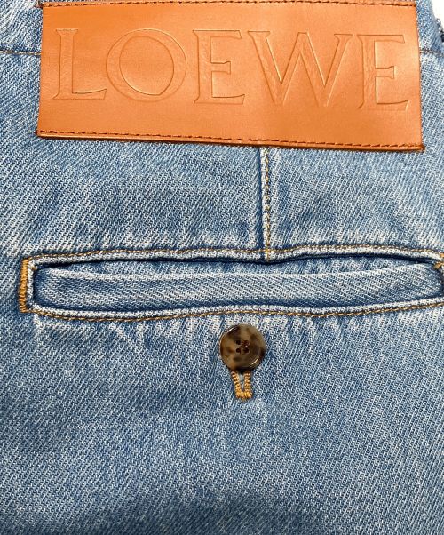 LOEWE（ロエベ）LOEWE (ロエベ) ベルトワイドデニムパンツ スカイブルー サイズ:50の古着・服飾アイテム