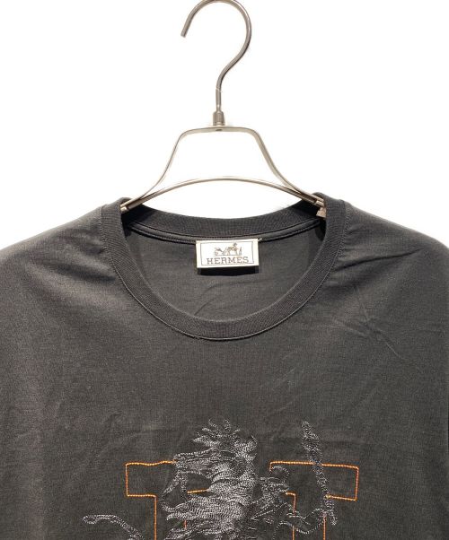 HERMES（エルメス）HERMES (エルメス) H刺繍Tシャツ ブラック サイズ:Ｌの古着・服飾アイテム