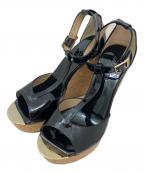 JIMMY CHOOジミーチュウ）の古着「コルクウェッジソールサンダル」｜ブラック