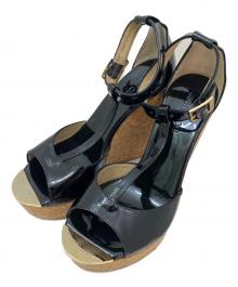 JIMMY CHOO（ジミーチュウ）の古着「コルクウェッジソールサンダル」｜ブラック