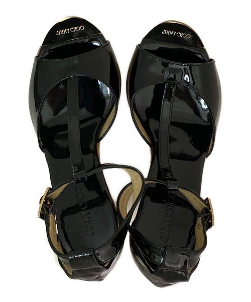 JIMMY CHOO（ジミーチュウ）JIMMY CHOO (ジミーチュウ) コルクウェッジソールサンダル ブラック サイズ:37の古着・服飾アイテム