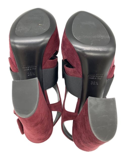 MIU MIU（ミュウミュウ）MIU MIU (ミュウミュウ) ヒールリボンサンダル ボルドー サイズ:36 1/2の古着・服飾アイテム