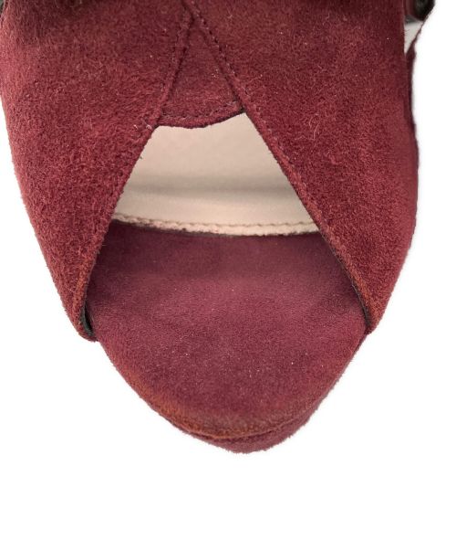 MIU MIU（ミュウミュウ）MIU MIU (ミュウミュウ) ヒールリボンサンダル ボルドー サイズ:36 1/2の古着・服飾アイテム