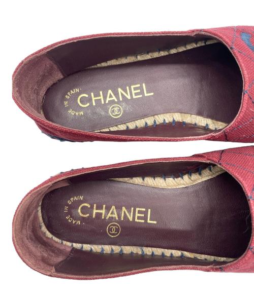 CHANEL（シャネル）CHANEL (シャネル) ココマーク エスパドリーユ ボルドー×ネイビー サイズ:35の古着・服飾アイテム