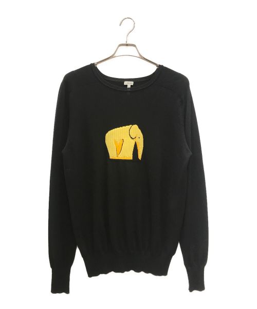LOEWE（ロエベ）LOEWE (ロエベ) エレファントモチーフクルーネックニット ブラック サイズ:Ｓの古着・服飾アイテム