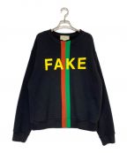GUCCIグッチ）の古着「Fake/Not Print Sweatshirt」｜ブラック