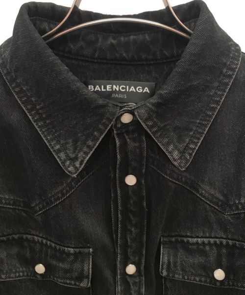 BALENCIAGA（バレンシアガ）BALENCIAGA (バレンシアガ) ショート丈デニムシャツジャケット ブラック サイズ:Sの古着・服飾アイテム