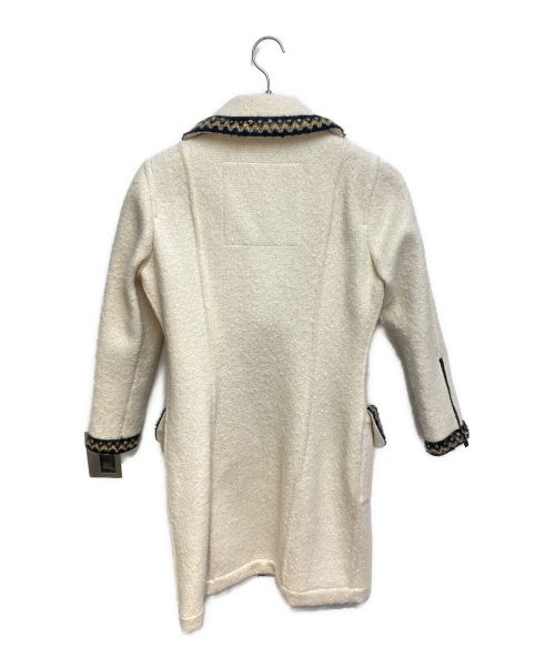 CHANEL（シャネル）CHANEL (シャネル) ウールロングコート ホワイト×ブラック サイズ:38の古着・服飾アイテム