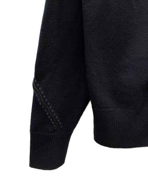 HERMES（エルメス）HERMES (エルメス) レザーパイピングウールカーディガン ネイビー サイズ:Lの古着・服飾アイテム