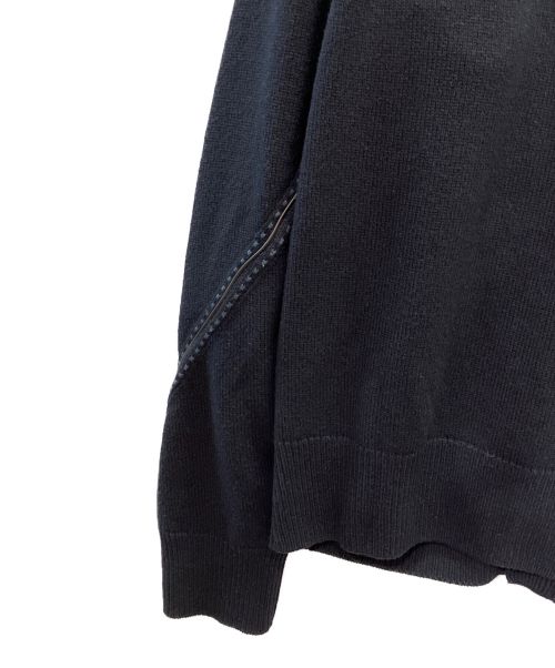 HERMES（エルメス）HERMES (エルメス) レザーパイピングウールカーディガン ネイビー サイズ:Lの古着・服飾アイテム