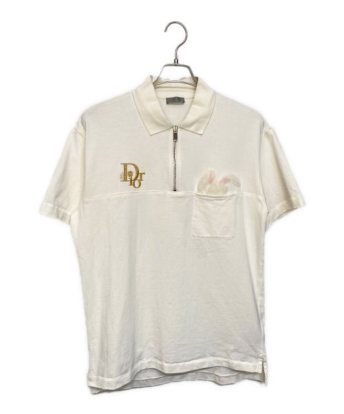 Dior（ディオール）Dior (ディオール) ERL (イーアールエル) 半袖ハーフジップシャツ ベージュ サイズ:Mの古着・服飾アイテム