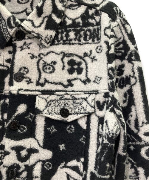 LOUIS VUITTON（ルイ ヴィトン）LOUIS VUITTON (ルイ ヴィトン) LVコミックウールトラッカーブルゾン ブラック×ホワイト サイズ:Mの古着・服飾アイテム