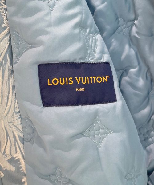 LOUIS VUITTON（ルイ ヴィトン）LOUIS VUITTON (ルイ ヴィトン) クロップド フーデット ボンバー ジップアップ ジャケット スカイブルー×ホワイト サイズ:46の古着・服飾アイテム