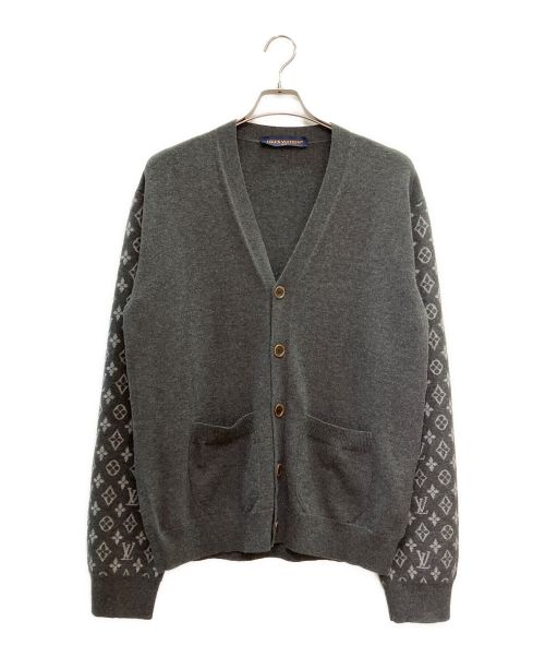 LOUIS VUITTON（ルイ ヴィトン）LOUIS VUITTON (ルイ ヴィトン) カシミヤ混袖モノグラムカーディガン ライトグレー サイズ:Mの古着・服飾アイテム