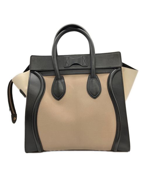 CELINE（セリーヌ）CELINE (セリーヌ) ラゲージミディアムショッパー ベージュ×ブラック サイズ:ミディアムの古着・服飾アイテム