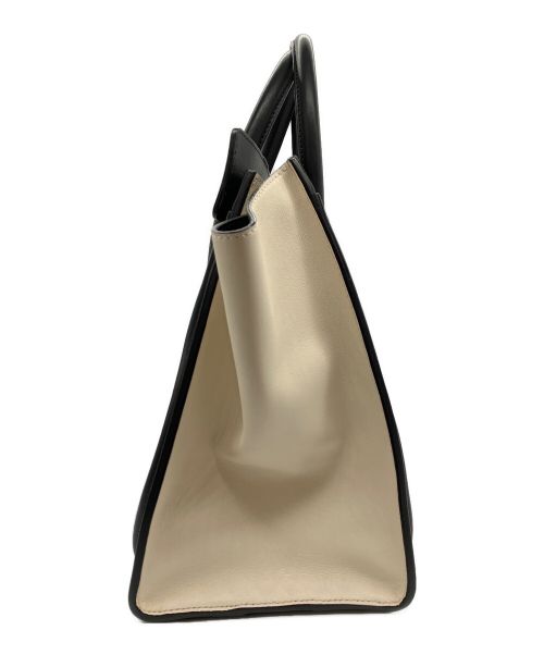 CELINE（セリーヌ）CELINE (セリーヌ) ラゲージミディアムショッパー ベージュ×ブラック サイズ:ミディアムの古着・服飾アイテム