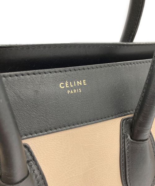 CELINE（セリーヌ）CELINE (セリーヌ) ラゲージミディアムショッパー ベージュ×ブラック サイズ:ミディアムの古着・服飾アイテム