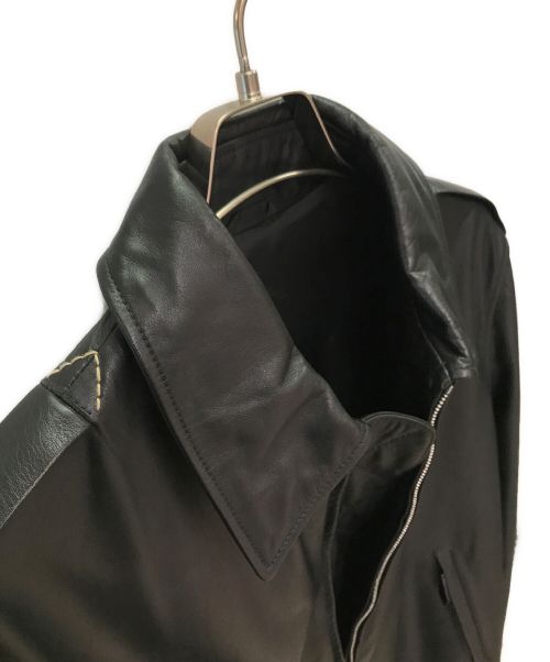 HERMES（エルメス）HERMES (エルメス) レザージップアップジャケット ブラック サイズ:52の古着・服飾アイテム