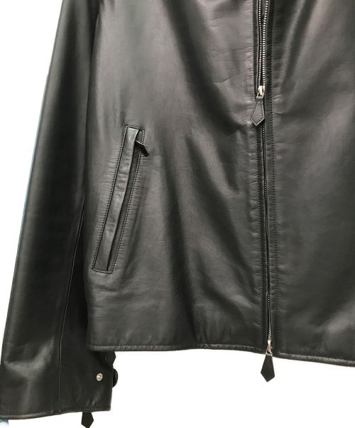 HERMES（エルメス）HERMES (エルメス) レザージップアップジャケット ブラック サイズ:52の古着・服飾アイテム