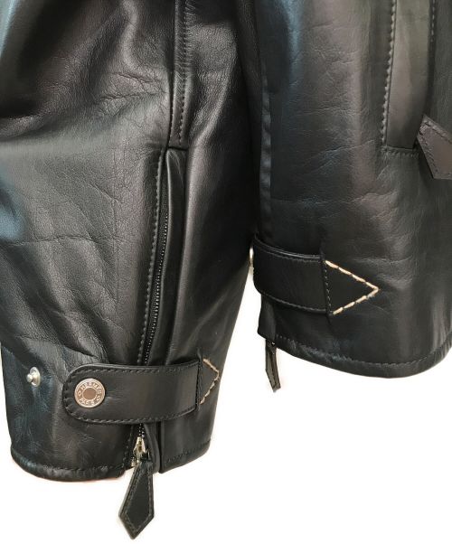 HERMES（エルメス）HERMES (エルメス) レザージップアップジャケット ブラック サイズ:52の古着・服飾アイテム