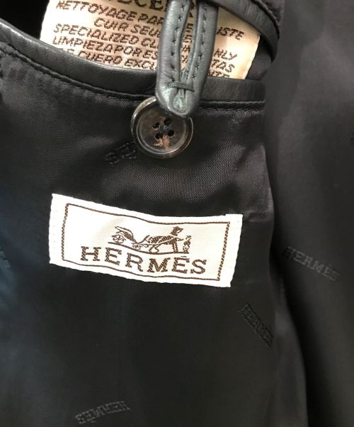 HERMES（エルメス）HERMES (エルメス) レザージップアップジャケット ブラック サイズ:52の古着・服飾アイテム