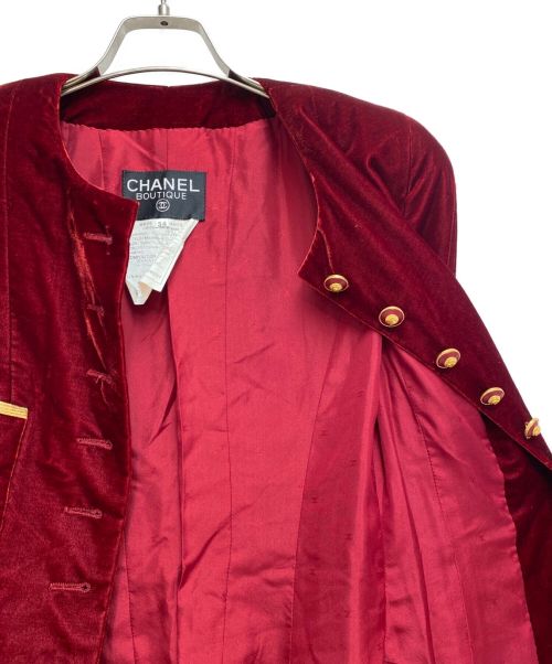 CHANEL BOUTIQUE（シャネル ブティック）CHANEL BOUTIQUE (シャネル ブティック) ベロアナポレオンジャケット レッド サイズ:34の古着・服飾アイテム